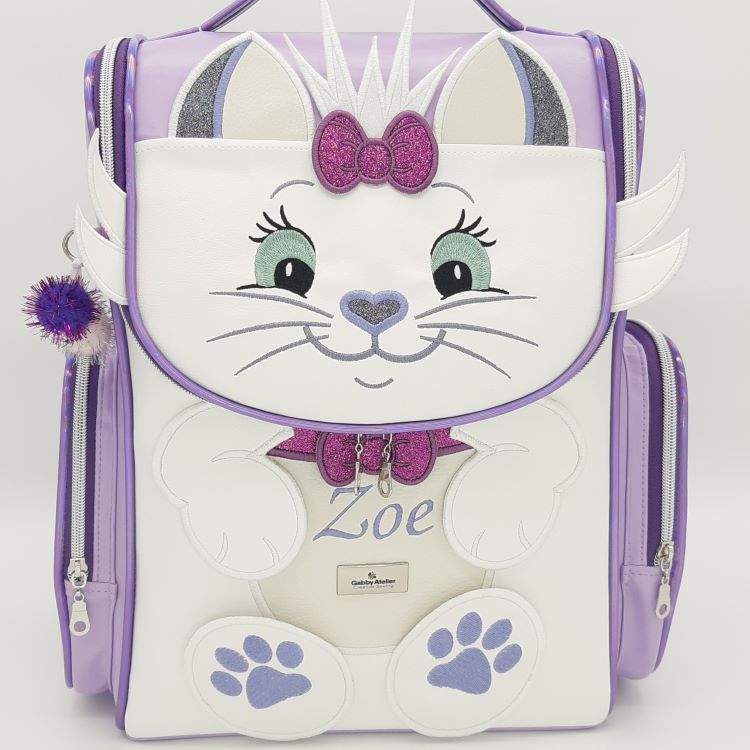 Kitty Kitty Lilac Children's Backpack - High-quality, handmade UK bag with excellent finishing. Available on request.